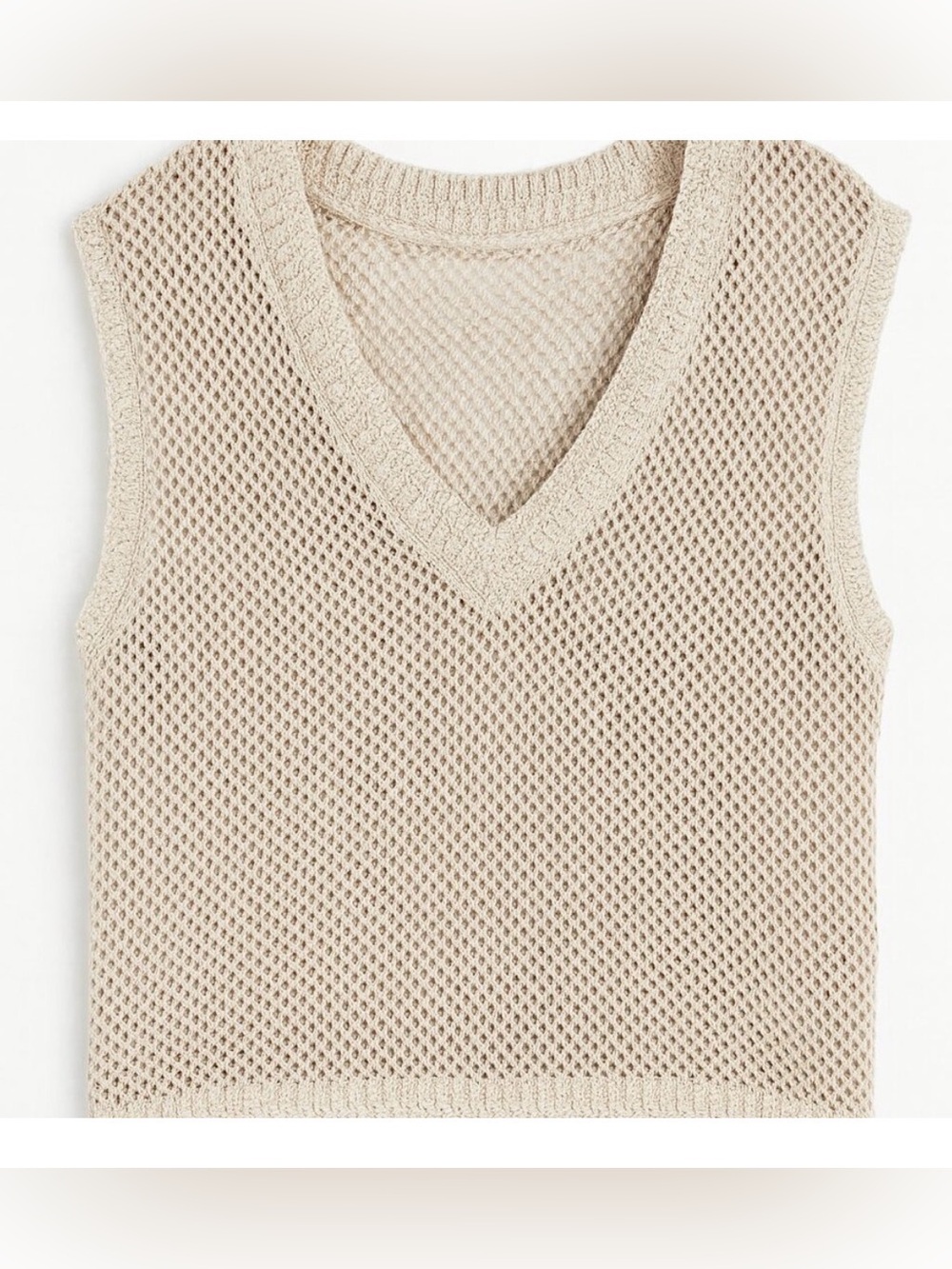 Joie open knit cream metallic thread sleeveless v-neck sweater EUC medium